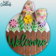 Welcome Flowers & Fence Door Hanger